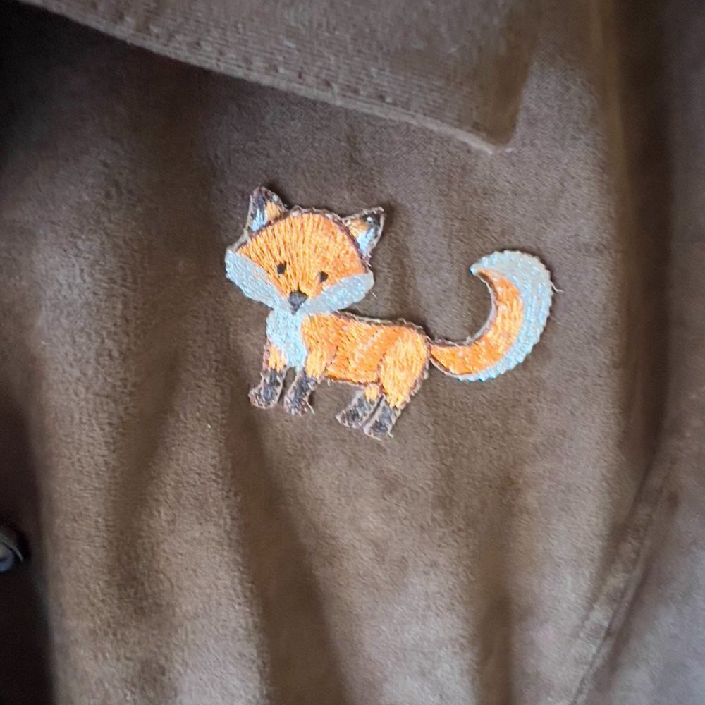 Talbots Blazer Jacket Womens Size Large Brown Suede Adorable Fox Patch Fall Wear - Picture 10 of 16